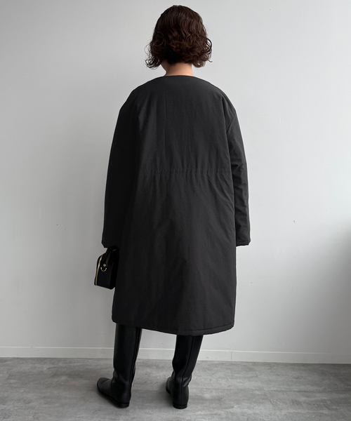 SLOBE IENA（スローブイエナ）の「《ストール付き/WEB限定》中綿ストール付きノーカラーコート（その他アウター・レディース・ブラック/ブラウン・38/36）」の22枚目の写真