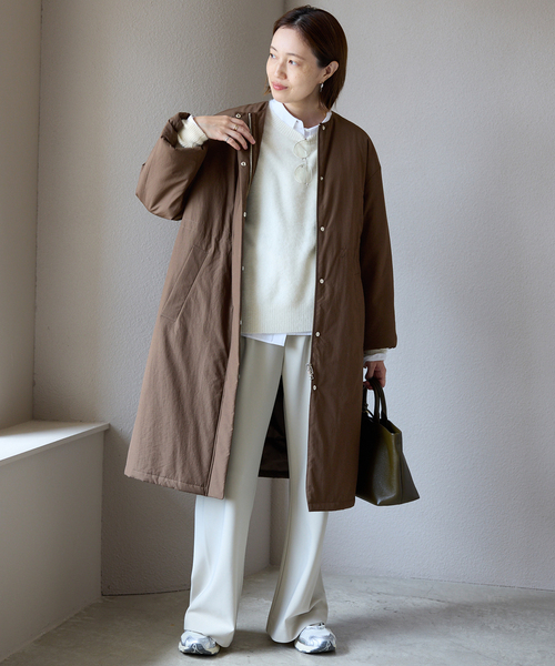 美品　SLOBE IENA　中綿ストール付きノーカラーコート　36 ストール付き/WEB限定》中綿ストール付きノーカラーコート（中綿