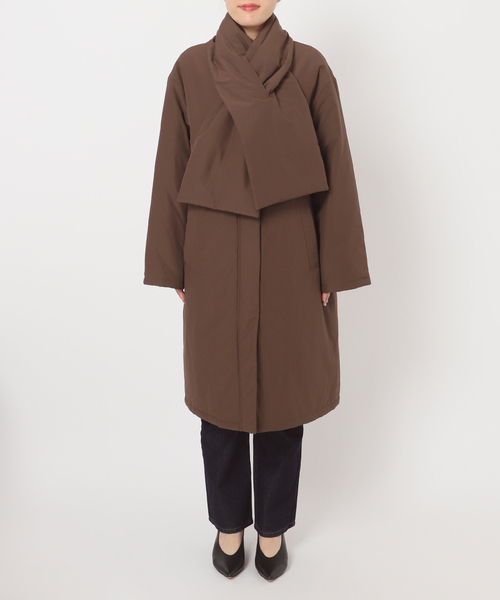 ストール付き/WEB限定/》中綿ストール付きノーカラーコート