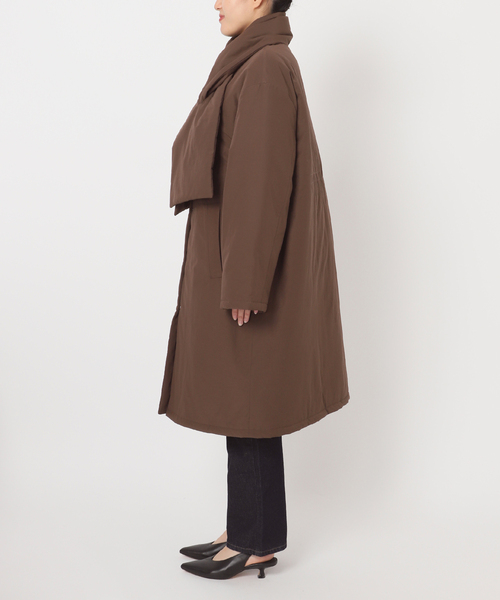 美品　SLOBE IENA　中綿ストール付きノーカラーコート　36 セール】《ストール付き/WEB限定》中綿ストール付きノーカラーコート