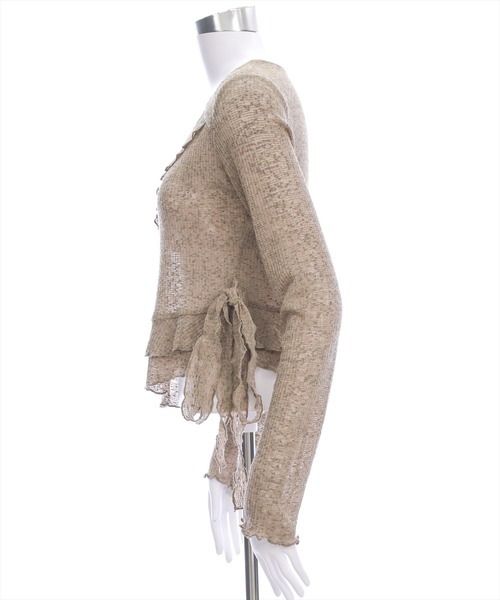 CLEAR BASIC（クリアベーシック）の「カシュクール風メロウフリルニットトップス［韓国ファッション カジュアル］≪AW新作≫（Tシャツ/カットソー・レディース・チャコールグレー/アイボリー/ブラウン・F）」の12枚目の写真