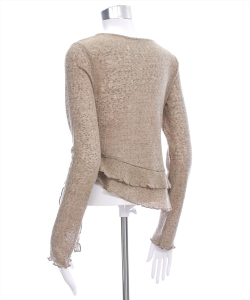 CLEAR BASIC（クリアベーシック）の「カシュクール風メロウフリルニットトップス［韓国ファッション カジュアル］≪AW新作≫（Tシャツ/カットソー・レディース・チャコールグレー/アイボリー/ブラウン・F）」の13枚目の写真