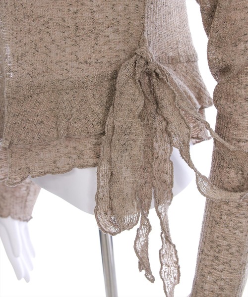 CLEAR BASIC（クリアベーシック）の「カシュクール風メロウフリルニットトップス［韓国ファッション カジュアル］≪AW新作≫（Tシャツ/カットソー・レディース・チャコールグレー/アイボリー/ブラウン・F）」の16枚目の写真