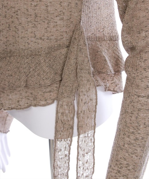 CLEAR BASIC（クリアベーシック）の「カシュクール風メロウフリルニットトップス［韓国ファッション カジュアル］≪AW新作≫（Tシャツ/カットソー・レディース・チャコールグレー/アイボリー/ブラウン・F）」の17枚目の写真