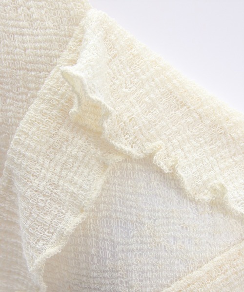 CLEAR BASIC（クリアベーシック）の「カシュクール風メロウフリルニットトップス［韓国ファッション カジュアル］≪AW新作≫（Tシャツ/カットソー・レディース・チャコールグレー/アイボリー/ブラウン・F）」の19枚目の写真