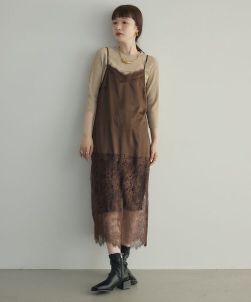 kivi（キヴィ）の「レース切り替えサテンOP（ワンピース・レディース・ブラウン/ブラック・FREE）」の16枚目の写真