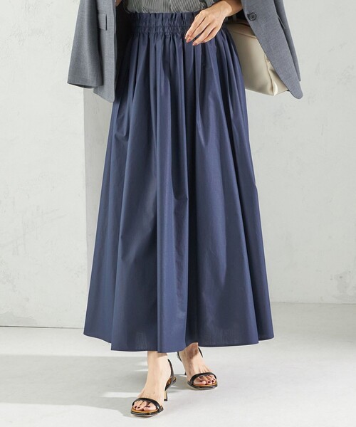 シップス（SHIPS）/〈手洗い可能〉タイプライター チンツ タック ギャザー スカート セール】〈手洗い可能〉タイプライター チンツ タック ギャザー