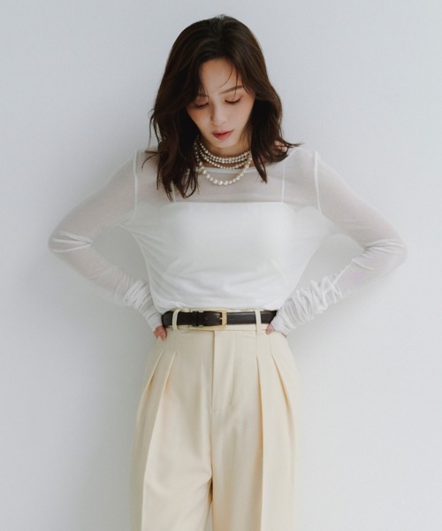 シアーロングスリーブT シャツ（Tシャツ/カットソー）｜anuans（ア