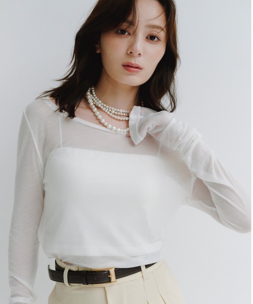 シアーロングスリーブT シャツ（Tシャツ/カットソー）｜anuans（ア