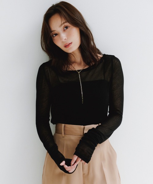 シアーロングスリーブT シャツ（Tシャツ/カットソー）｜anuans（ア