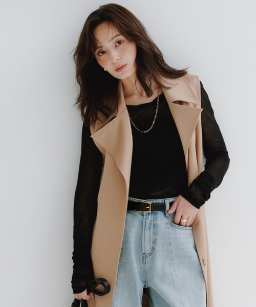 シアーロングスリーブT シャツ（Tシャツ/カットソー）｜anuans（ア