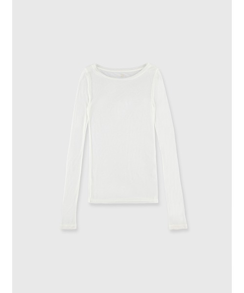 新品タグ付き anuans アニュアンス シアーロングスリーブTシャツ ホワイト シアーロングスリーブT シャツ（Tシャツ/カットソー）｜anuans