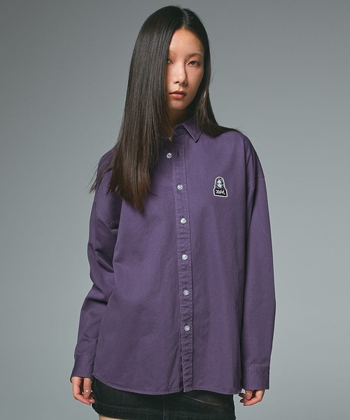 X-girl（エックスガール）の「TONAL FACE L/S SHIRT（シャツ/ブラウス・レディース・ブラック/ブラウン/ライトパープル・S/M）」の11枚目の写真