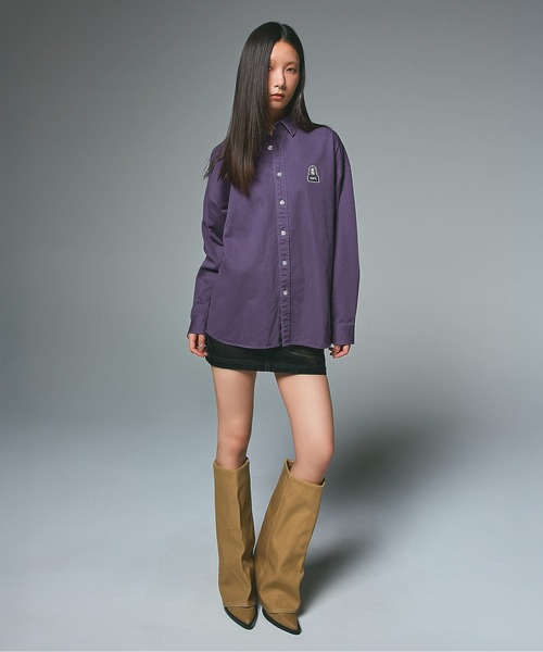 X-girl（エックスガール）の「TONAL FACE L/S SHIRT（シャツ/ブラウス・レディース・ブラック/ブラウン/ライトパープル・S/M）」の12枚目の写真