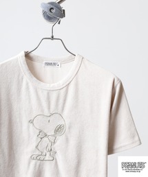 PEAUTS 線画刺繍柄パイル半袖Tシャツ