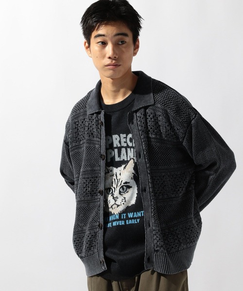 niko and...（ニコアンド）の「クロシェ切り替えニットカーディガン（カーディガン/ボレロ・メンズ・ブラウン/ブラック/アイボリー・MEDIUM/LARGE）」の2枚目の写真