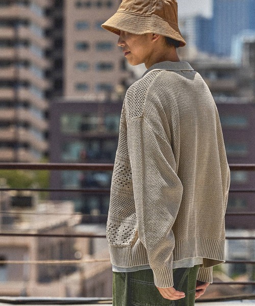 niko and...（ニコアンド）の「クロシェ切り替えニットカーディガン（カーディガン/ボレロ・メンズ・ブラウン/ブラック/アイボリー・MEDIUM/LARGE）」の8枚目の写真