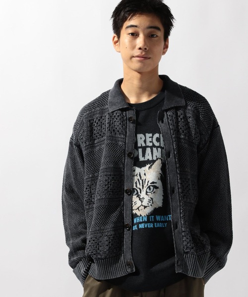 niko and...（ニコアンド）の「クロシェ切り替えニットカーディガン（カーディガン/ボレロ・メンズ・ブラウン/ブラック/アイボリー・MEDIUM/LARGE）」の11枚目の写真