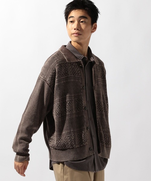 niko and...（ニコアンド）の「クロシェ切り替えニットカーディガン（カーディガン/ボレロ・メンズ・ブラウン/ブラック/アイボリー・MEDIUM/LARGE）」の15枚目の写真