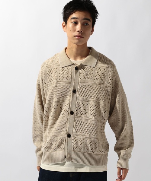 niko and...（ニコアンド）の「クロシェ切り替えニットカーディガン（カーディガン/ボレロ・メンズ・ブラウン/ブラック/アイボリー・MEDIUM/LARGE）」の18枚目の写真