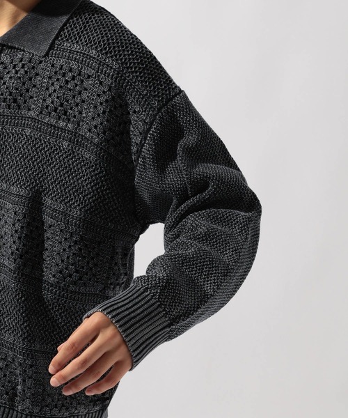 セール】クロシェ切り替えニットカーディガン（カーディガン/ボレロ