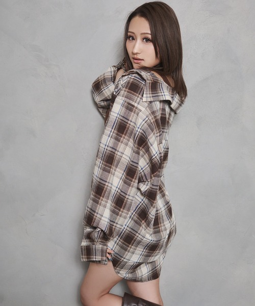 d.i.a.(ダイヤ)の「【d.i.a. セットアップ】オーバーサイズチェックシャツ3点セット チェックシャツ&タンクトップ&ショートパンツ(その他アウター・レディース・ブラック/ブラウン・FREE)」の17枚目の写真