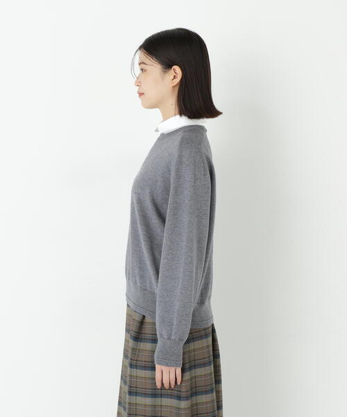 human woman(ヒューマンウーマン)の「◆ウールコットンシャツカラーニット(ニット/セーター・レディース・グリーン/ネイビー/グレー・MEDIUM)」の15枚目の写真
