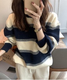 オーバーサイズボーダーニット