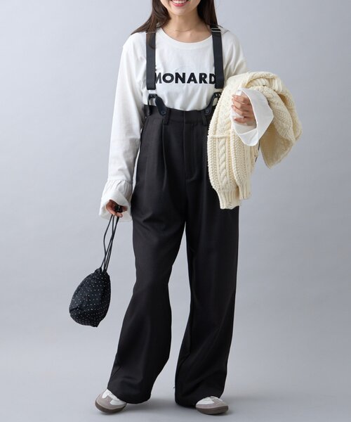 WILLOW(ウィロー)の「【WEB限定】【WILLOW】サスペンダー付きスラックス(サロペット/オーバーオール・レディース・グレー/ブラック・SMALL/MEDIUM)」の11枚目の写真