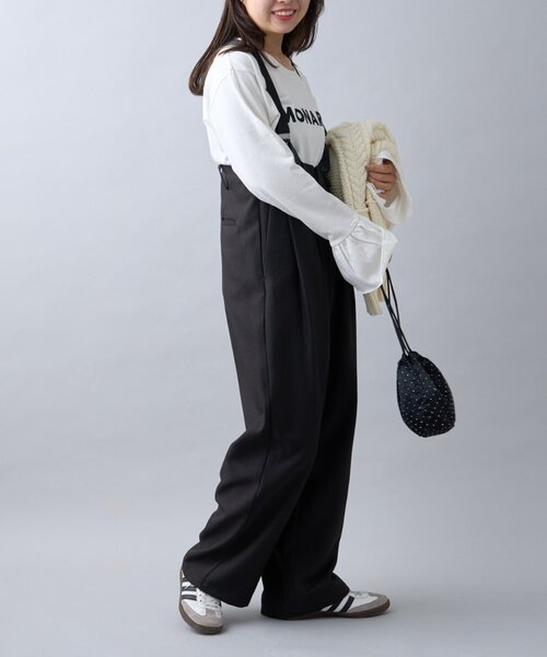 WILLOW(ウィロー)の「【WEB限定】【WILLOW】サスペンダー付きスラックス(サロペット/オーバーオール・レディース・グレー/ブラック・SMALL/MEDIUM)」の8枚目の写真