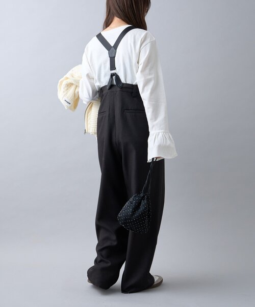 WILLOW(ウィロー)の「【WEB限定】【WILLOW】サスペンダー付きスラックス(サロペット/オーバーオール・レディース・グレー/ブラック・SMALL/MEDIUM)」の7枚目の写真