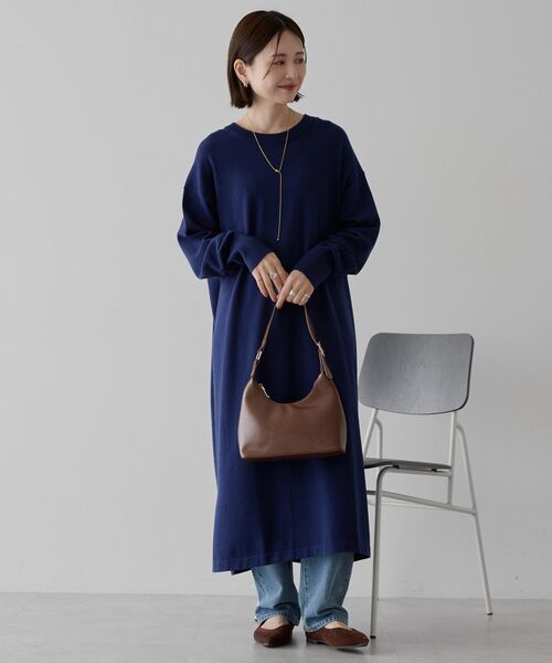 AMERICAN HOLIC（アメリカンホリック）の「バイパチボックスニットワンピース（ワンピース・レディース・ブラック/杢グレー/ネイビー・M/L）」の4枚目の写真