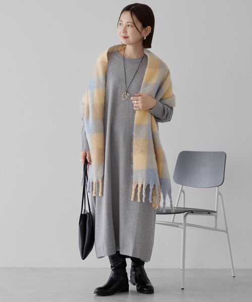 AMERICAN HOLIC（アメリカンホリック）の「バイパチボックスニットワンピース（ワンピース・レディース・ブラック/杢グレー/ネイビー・M/L）」の14枚目の写真