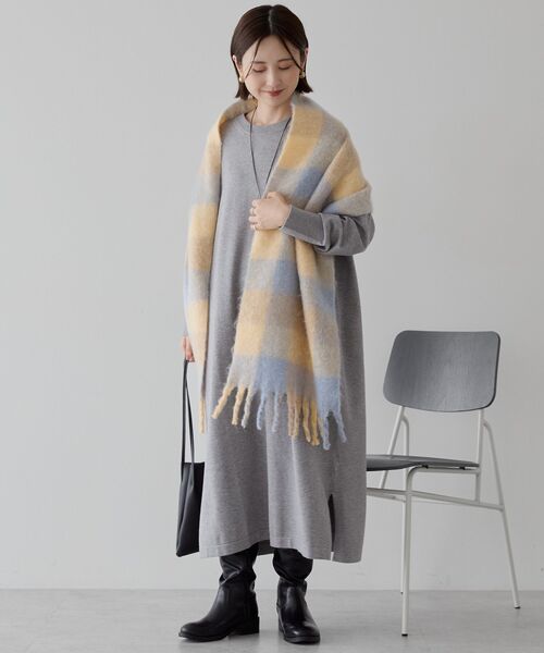 AMERICAN HOLIC（アメリカンホリック）の「バイパチボックスニットワンピース（ワンピース・レディース・ブラック/杢グレー/ネイビー・M/L）」の16枚目の写真