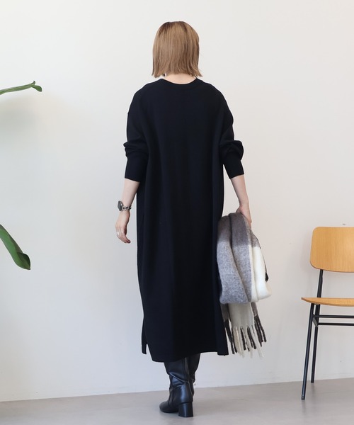 ワンピース RT-97488 Mejoul ワンピース 「2025秋冬新作」千鳥柄 金ボタン Vネックニット