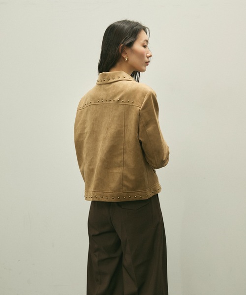 Studs trim suede short jacket / スタッズトリムスエードショート