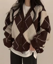 MAISON DE THERESE | ダイヤモンド柄のVネックカーディガン(カーディガン/ボレロ)