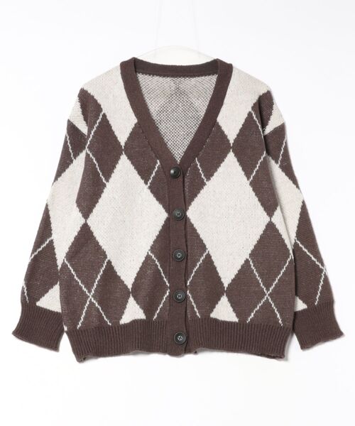 MAISON DE THERESE（メゾン ド テレーズ）の「ダイヤモンド柄のVネックカーディガン（カーディガン/ボレロ・レディース・ブルー/ベージュ/ブラウン・FREE）」の5枚目の写真