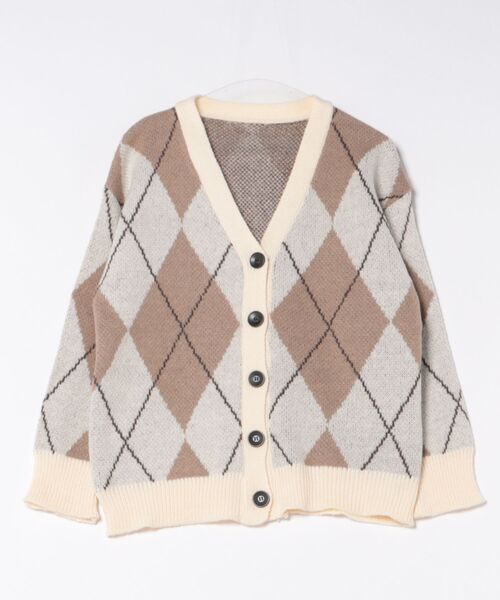 MAISON DE THERESE（メゾン ド テレーズ）の「ダイヤモンド柄のVネックカーディガン（カーディガン/ボレロ・レディース・ブルー/ベージュ/ブラウン・FREE）」の6枚目の写真