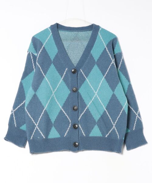 MAISON DE THERESE（メゾン ド テレーズ）の「ダイヤモンド柄のVネックカーディガン（カーディガン/ボレロ・レディース・ブルー/ベージュ/ブラウン・FREE）」の4枚目の写真