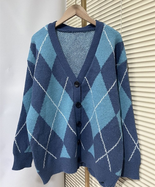 MAISON DE THERESE（メゾン ド テレーズ）の「ダイヤモンド柄のVネックカーディガン（カーディガン/ボレロ・レディース・ブルー/ベージュ/ブラウン・FREE）」の11枚目の写真