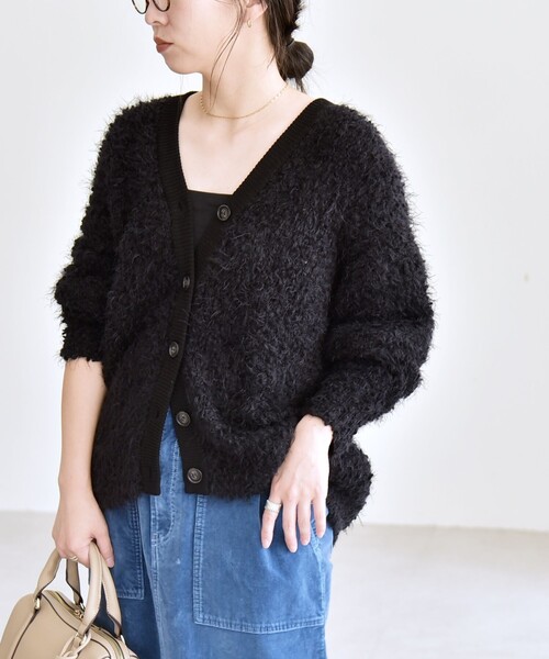 セール】quaranciel:〈手洗い可能〉ネップツイード Vネック ニット