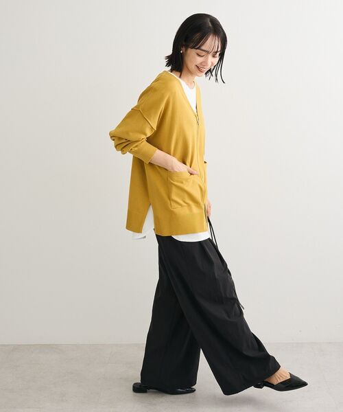 Green　Parks（グリーンパークス）の「アンチピリングゆるzipカーディガン（カーディガン/ボレロ・レディース・ブラック/ライトベージュ/グリーン系その他3・FREE）」の22枚目の写真