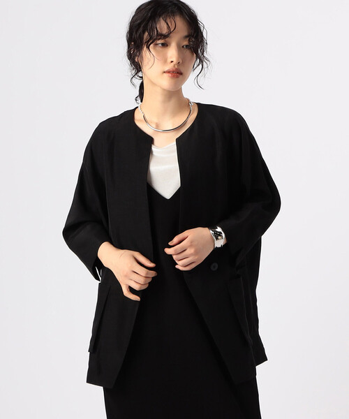Gabardine K.T（ギャバジンケーティー）の「アセテートリネンタッサー ドルマンスリーブ シャツジャケット（その他アウター・レディース・ベージュ・9号）」の7枚目の写真