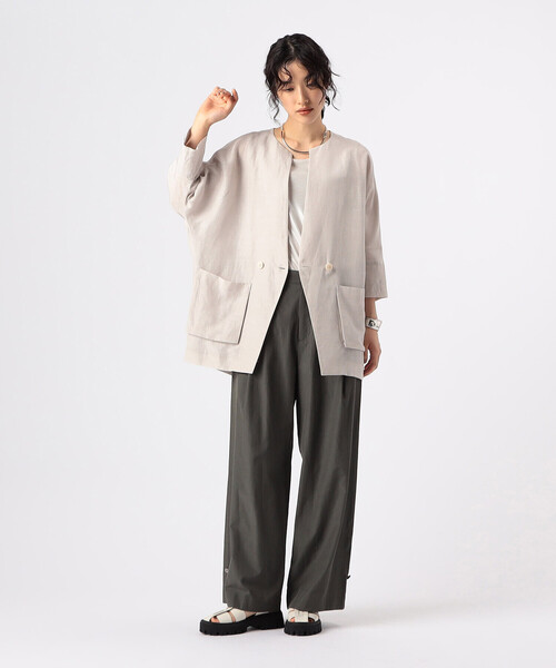 Gabardine K.T（ギャバジンケーティー）の「アセテートリネンタッサー ドルマンスリーブ シャツジャケット（その他アウター・レディース・ベージュ・9号）」の14枚目の写真