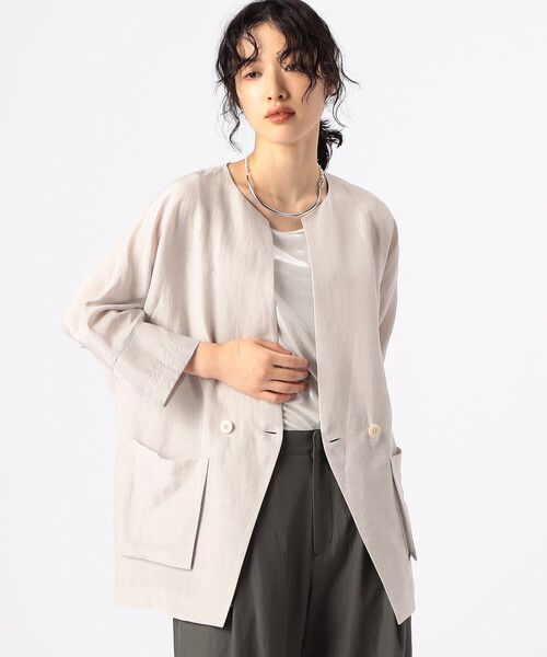 Gabardine K.T（ギャバジンケーティー）の「アセテートリネンタッサー ドルマンスリーブ シャツジャケット（その他アウター・レディース・ベージュ・9号）」の10枚目の写真