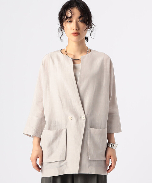 Gabardine K.T（ギャバジンケーティー）の「アセテートリネンタッサー ドルマンスリーブ シャツジャケット（その他アウター・レディース・ベージュ・9号）」の2枚目の写真