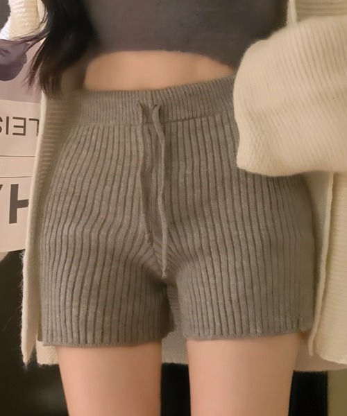 yuue' ( wear )（ユーイ）の「リブニットショートパンツ（その他パンツ・レディース・アイボリー/ブラック/グレー・FREE）」の3枚目の写真