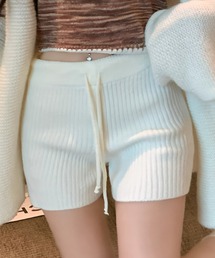 リブニットショートパンツ