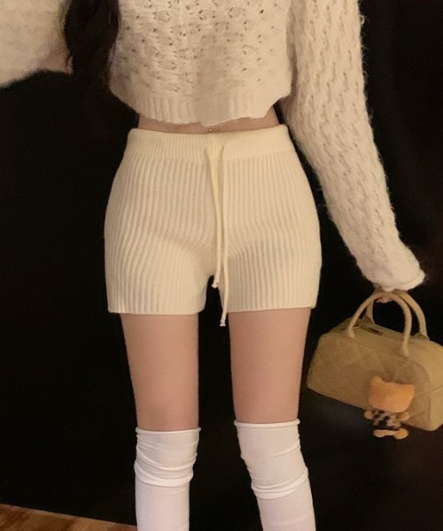 yuue' ( wear )（ユーイ）の「リブニットショートパンツ（その他パンツ・レディース・アイボリー/ブラック/グレー・FREE）」の5枚目の写真